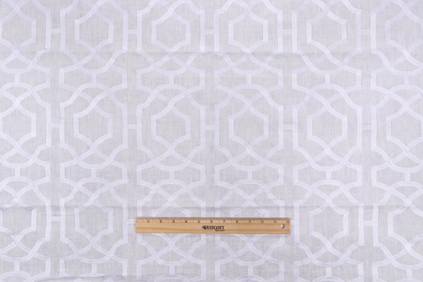 Anna French Alston Trellis W713032 Embroidered Linen Drapery Fabric in White on White for Thibaut