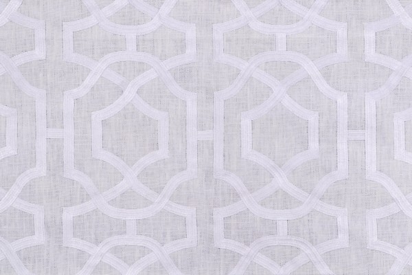 Anna French Alston Trellis W713032 Embroidered Linen Drapery Fabric in White on White for Thibaut
