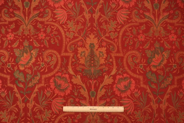 Thibaut Morton Damask F96327 Printed Cotton Blend Drapery Fabric in Red