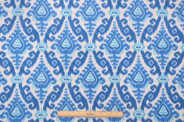 PK LIfestyles East Indies Printed Polyester Outdoor Fabric in Cobalt
