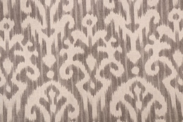 Kaufmann Tonal Ikat Printed Linen Blend Drapery Fabric in Smoke