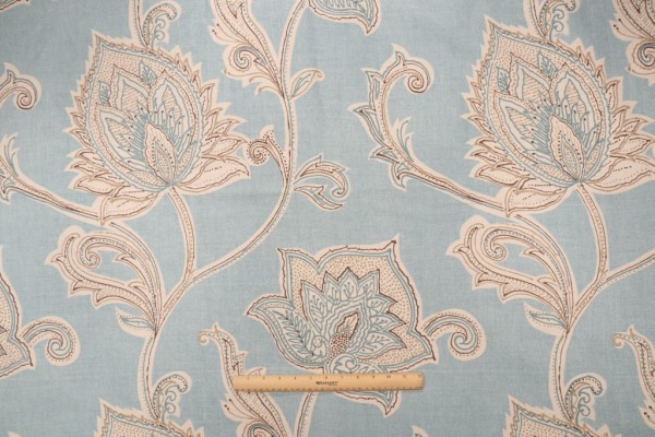 Click for 1.75 Yards Thibaut Orissa F97914 Printed Linen Blend Drapery Fabric in Aqua Thibaut Orissa F97914 Printed Linen Blend Drapery Fabric in Aqua