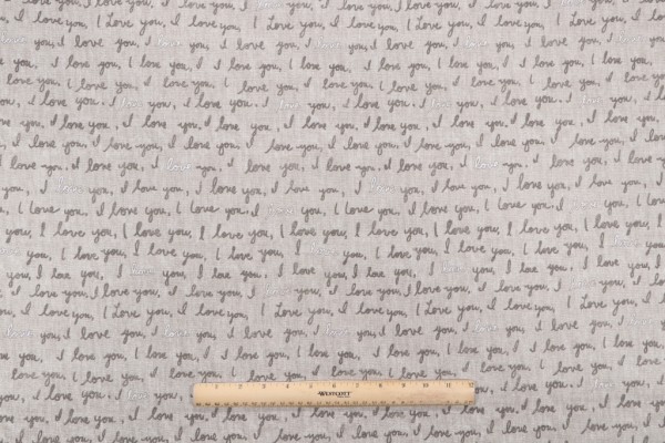 Click for 7 Yards Ellen Degeneres I Love You Printed Cotton Drapery Fabric in Natural Ellen Degeneres I Love You Printed Cotton Drapery Fabric in Natural