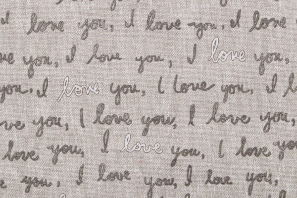 Click for 7 Yards Ellen Degeneres I Love You Printed Cotton Drapery Fabric in Natural Ellen Degeneres I Love You Printed Cotton Drapery Fabric in Natural