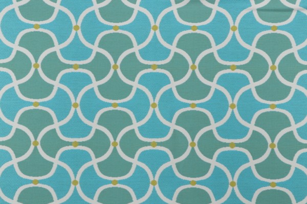 Bella Dura Scallop Woven Polyolefin Outdoor Fabric in Turquoise