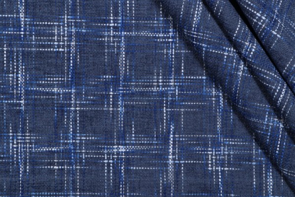 PK Lifestyles Hampton Plaid Woven Chenille Upholstery Fabric in Cobalt