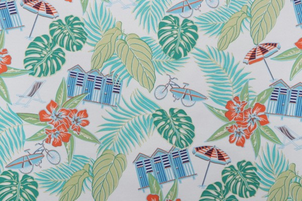 Tommy Bahama Beach Scenes Printed Polyester Outdoor Fabric in Capri