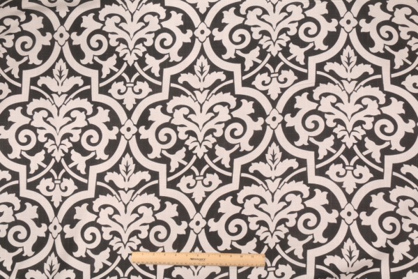 Robert Allen Simple Armor Printed Cotton Drapery Fabric in Caviar