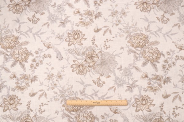 Waverly Lucchese Printed Linen Blend Drapery Fabric in Fumo