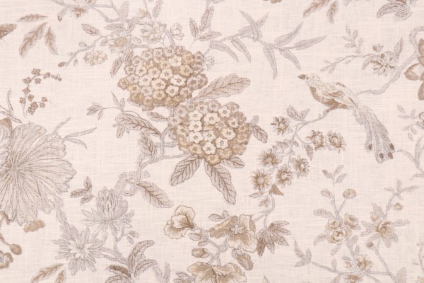 Waverly Lucchese Printed Linen Blend Drapery Fabric in Fumo