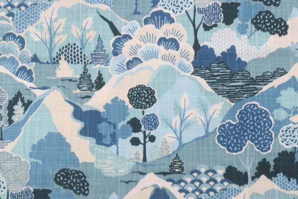 Click for 1.38 Yards Covington Washburn Printed Cotton Drapery Fabric in 524-Mediterranean Blue Covington Washburn Printed Cotton Drapery Fabric in 524-Mediterranean Blue