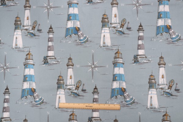 Click for 0.88 Yards Stof France Herge Printed Drapery Fabric in Ocean Stof France Herge Printed Drapery Fabric in Ocean
