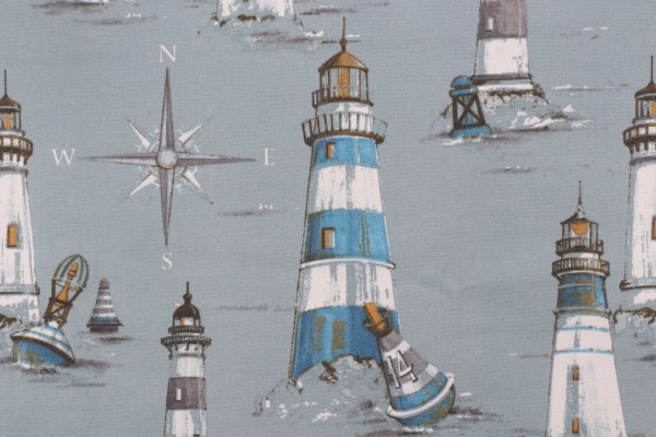 Click for 0.88 Yards Stof France Herge Printed Drapery Fabric in Ocean Stof France Herge Printed Drapery Fabric in Ocean