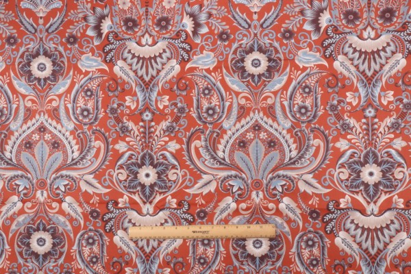 Stof France Comtesse Printed Cotton Twill Drapery Fabric in Terracotta