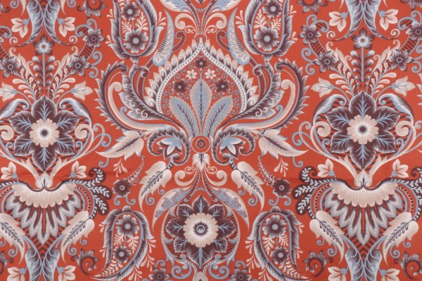 Stof France Comtesse Printed Cotton Twill Drapery Fabric in Terracotta