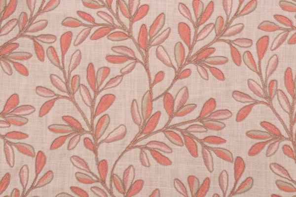 Kaufmann Leafage Embroidered Drapery Fabric in Clay