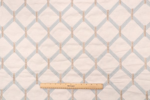 Kaufmann Anastasia Embroidered Drapery Fabric in Sky