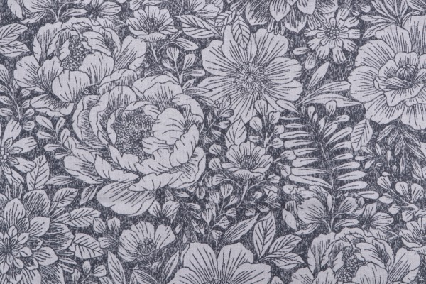 Stof France Montsegur Printed Cotton Drapery Fabric in Anthracite