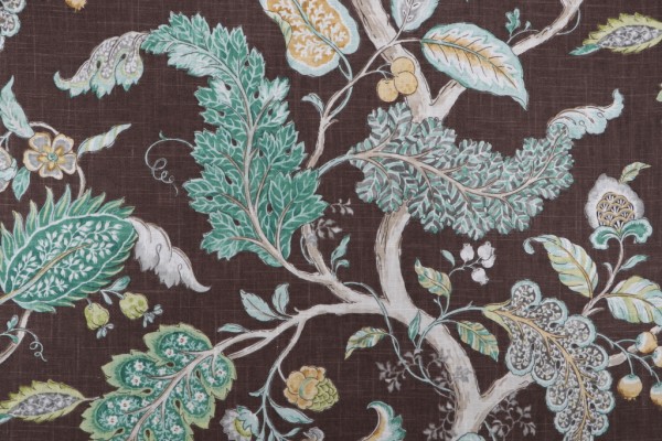 P Kaufmann Ravello Printed Linen Blend Drapery Fabric in Chestnut