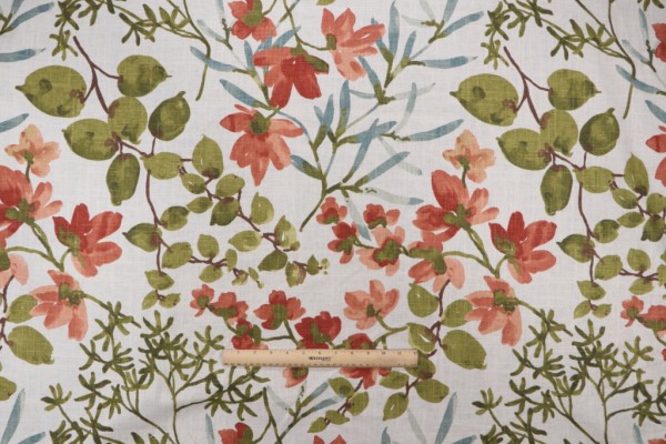 Braemore Gazebo Printed Linen Drapery Fabric in Umber
