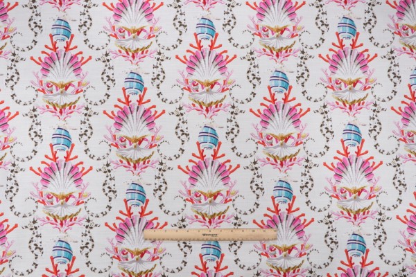 Harrison Howard Mariner's Song Printed Cotton Drapery Fabric in Aquarium