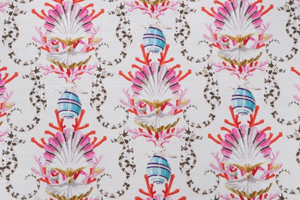 Harrison Howard Mariner's Song Printed Cotton Drapery Fabric in Aquarium