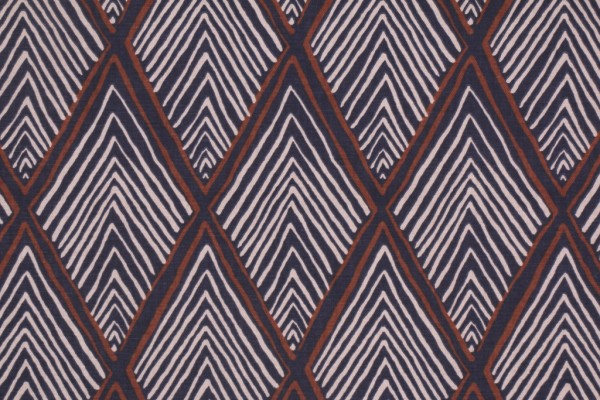 Robert Allen Rhombi Forms Printed Cotton Drapery Fabric in Indigo