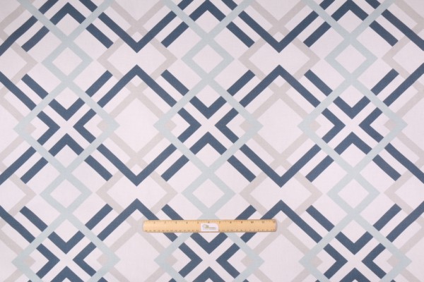 Premier Prints Winston Printed Cotton Drapery Fabric in Premier Navy