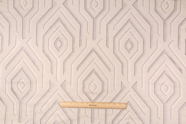 Richloom Domus Embroidered Cotton Decorator Fabric in Graphite