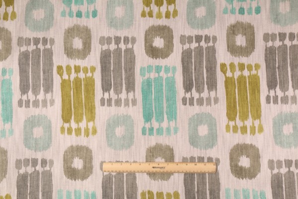 Richloom Pichu Printed Cotton Linen Drapery Fabric in Nile