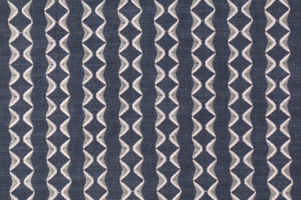 Richloom Notch Embroidered Cotton Poly Decorator Fabric in Indigo