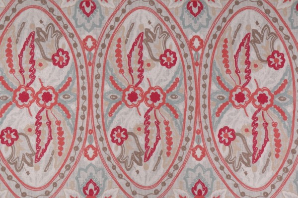 Hamilton Lealand Embroidered Linen Drapery Fabric in Berry