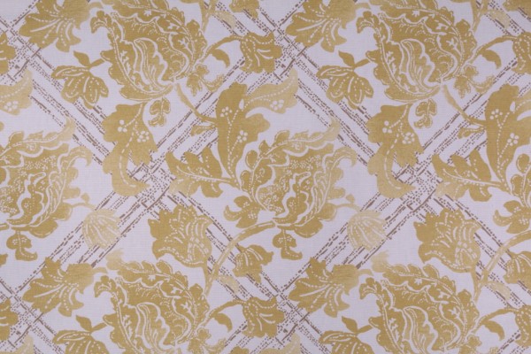 Robert Allen Floral Lattice Printed Cotton Drapery Fabric in Zest