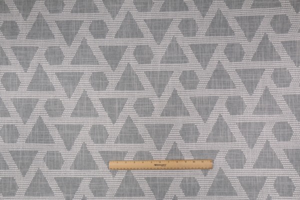 Robert Allen Geo Stitch Embroidered Slubbed Drapery Fabric in Flint