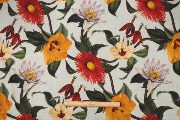 Hamilton Genevieve Printed Cotton Drapery Fabric in Mist
