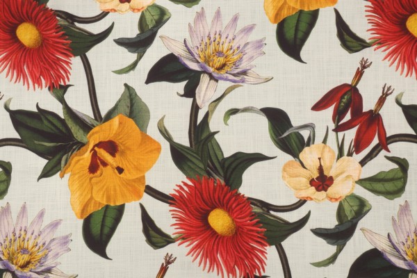 Hamilton Genevieve Printed Cotton Drapery Fabric in Mist