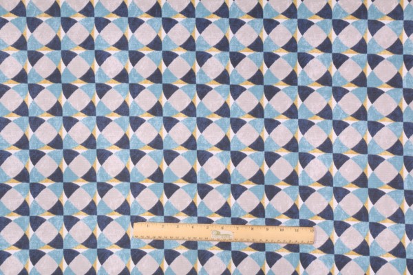 Click for 1 Yards Robert Allen Echo Geo Printed Cotton Drapery Fabric in Peacock by DwellStudio Robert Allen Echo Geo Printed Cotton Drapery Fabric in Peacock by DwellStudio