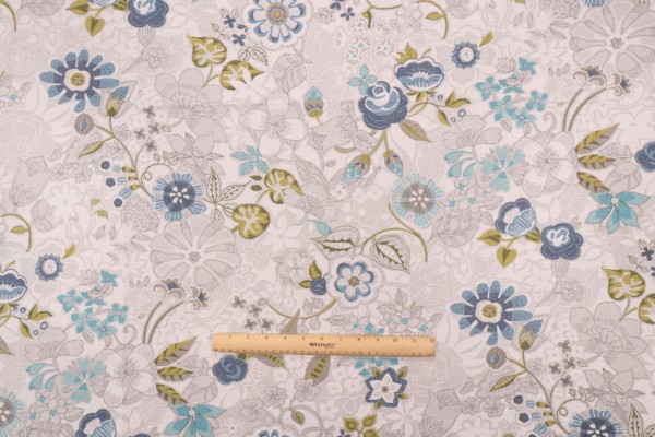 Stof France Irina Printed Drapery Fabric in Bleu