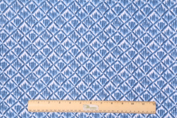 Designer Kimo Ikat Printed Cotton Drapery Fabric in Pacific