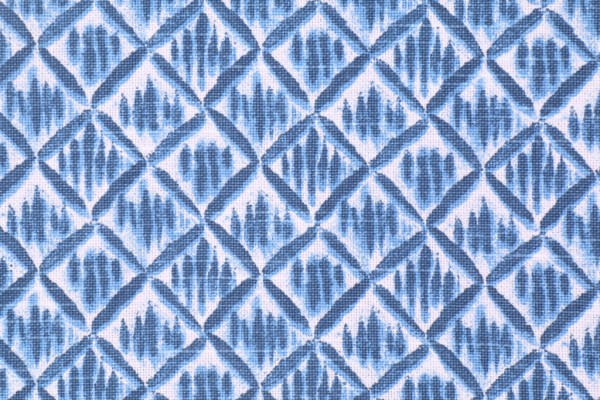 Designer Kimo Ikat Printed Cotton Drapery Fabric in Pacific