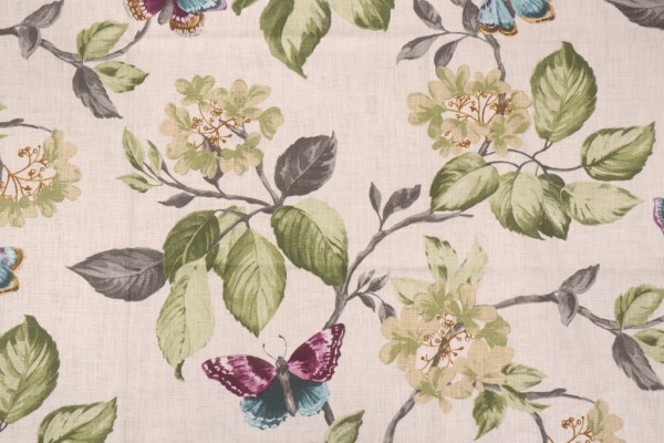Stof Fabrics Diana Printed Linen Drapery Fabric in Blanc