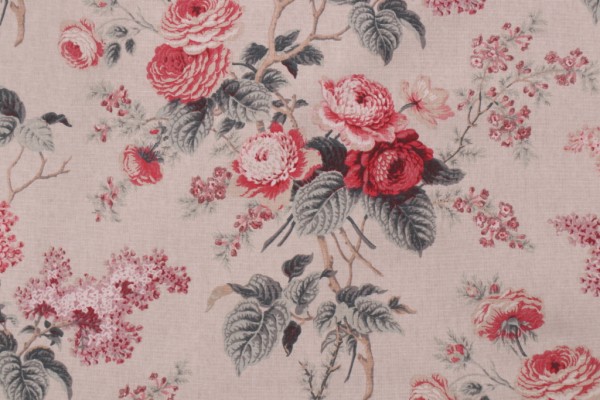Waverly Emma's Garden Printed Cotton Drapery Fabric in Rosewood