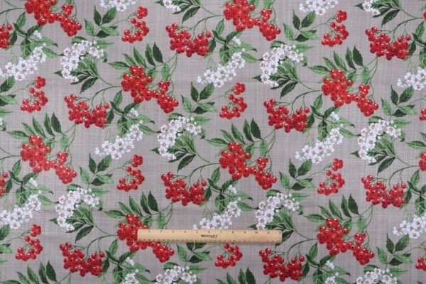 Stof France Baies Printed Cotton Drapery Fabric in Naturel