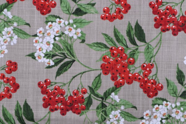 Stof France Baies Printed Cotton Drapery Fabric in Naturel
