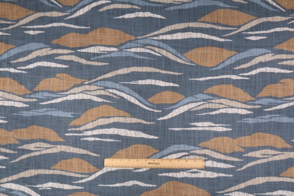 Robert Allen Lotus Hills Printed Cotton Drapery Fabric in Slate