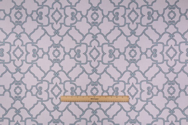 Covington Windsor Pebbletex Printed Cotton Drapery Fabric in 512 Capri Blue