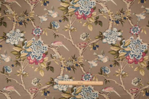 Click for 0.5 Yards Waverly Mudan Printed Cotton Drapery Fabric in Jewel Waverly Mudan Printed Cotton Drapery Fabric in Jewel