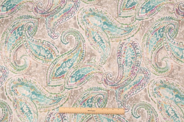 Kelly Ripa Bright & Lively Printed Cotton Drapery Fabric in Seaglass