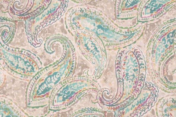 Kelly Ripa Bright & Lively Printed Cotton Drapery Fabric in Seaglass