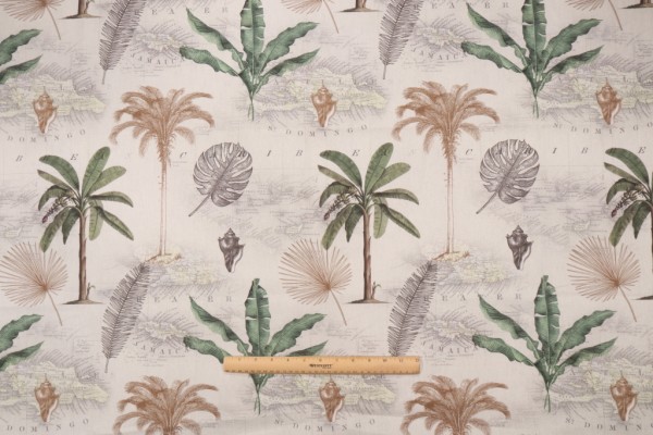 Stof Fabrics Domingo Printed Cotton Drapery Fabric in Blanc
